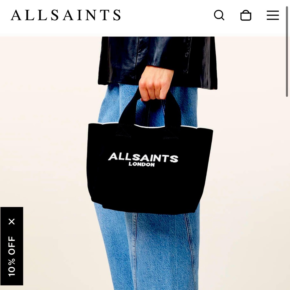AllSaints Izzy Mini Black Tote Bag